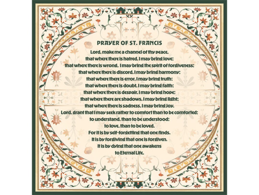 PRINTED, Prayer of St. Francis Poster, 12x12 or 10x10 Christian Wisdom ...