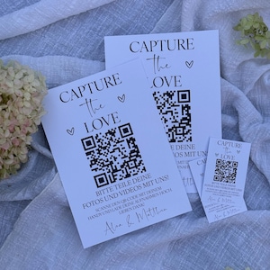 Share the Love/Fotos für die Ewigkeit/QR Code Schild für Fotos teilen zum Selbstausdrucken