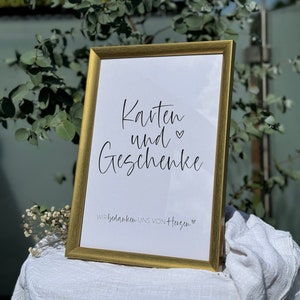 Hochzeitsschild Karten und Geschenke Digitaler Download PDF zum Selbstausdrucken Papeterie Hochzeit