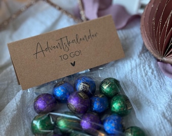 Advent Calendar To Go, Printable Template, Chocolate Christmas, Small Christmas Gift, Suitable for Kraft Paper, Bag Flap