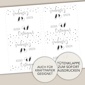Druckvorlage PDF Tütenklappe Kraftpapier geeignet Ostergrüße zum Ausdrucken Hase Osterhase Ostern Osterdeko Osteridee DIY zum selbstdrucken