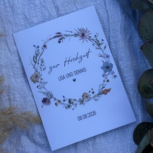 Tarjeta de felicitación personalizada, con texto y nombre deseado, boda, cumpleaños, nacimiento, comunión para imprimir tú mismo, descarga digital