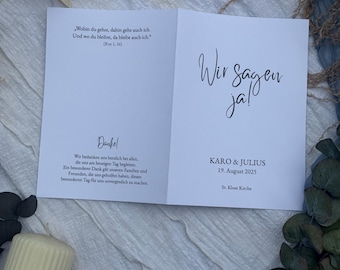 Church booklet, wedding booklet, wedding booklet, personalized, free wedding or church wedding as PDF download for self-printing, Canva template