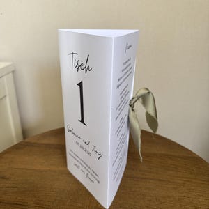 Tisch- Menü- und Getränkekarte,Aufstellen,Tischnummer,Ablaufplan zum Selbstausdrucken Tischkarte, Canva Vorlage, personalisiert, bearbeitbar