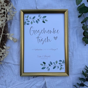 Geschenketisch Schild Digitaler Download für deine Hochzeit Hochzeitsschild als PDF zum Selbstausdrucken personalisiert in 4 Formaten