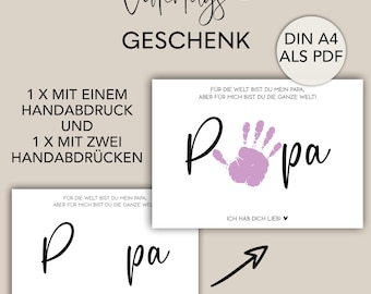 Father&#39;s Day Handprint Children Baby Gift for Dad Template | Handprints Children | Gift | Digital Download | Print Yourself | DIY PDF