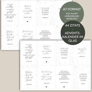 Positive Zitate, Adventskalender im Glas Inhalt, Sprüche zum Ausdrucken,Sofort Download als PDF A7 A4 Format zum Selbstdrucken