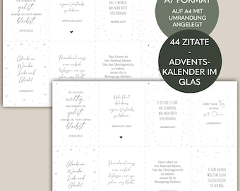 Positive quotes, Advent calendar in a glass, sayings to print, instant download as PDF A7 A4 format for self-printing