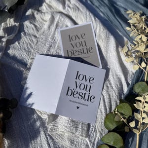 Geburtstag Grußkarte Love you Bestie Geschenk zum Selbstausdrucken, DIN A6 Größe, Klappkarte digitaler Download als PDF, Postkarte