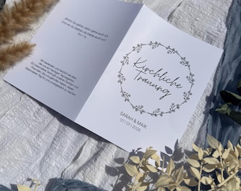 Church booklet, wedding booklet, wedding booklet, personalized, free wedding or church wedding as PDF download for self-printing, Canva template
