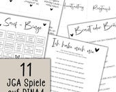 11 JGA Spiele, JGA Spiele Set für Frauen,Junggesellinnenabschied Spiel,Brautparty,Vorlagen zum Selbstausdrucken Zuhause, lustiger JGA, Braut