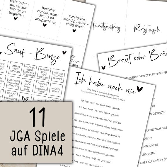 11 JGA Spiele, JGA Spiele Set für Frauen,Junggesellinnenabschied Spiel,Brautparty,Vorlagen zum Selbstausdrucken Zuhause, lustiger JGA, Braut