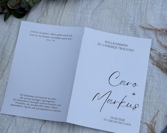Wedding booklet, marriage booklet, wedding booklet, cover, secular wedding or church wedding as a PDF download for self-printing, Canva template