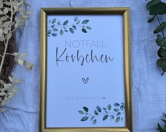 Wedding sign emergency basket, wedding emergency basket, wedding kit, PDF format, digital download for self-printing in 4 formats