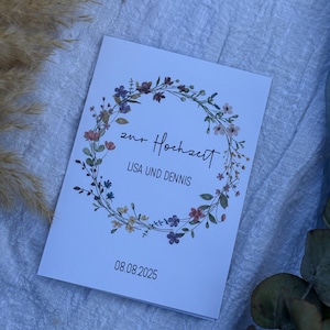 Tarjeta de felicitación personalizada, con texto y nombre deseado, boda, cumpleaños, nacimiento, comunión para imprimir tú mismo, descarga digital