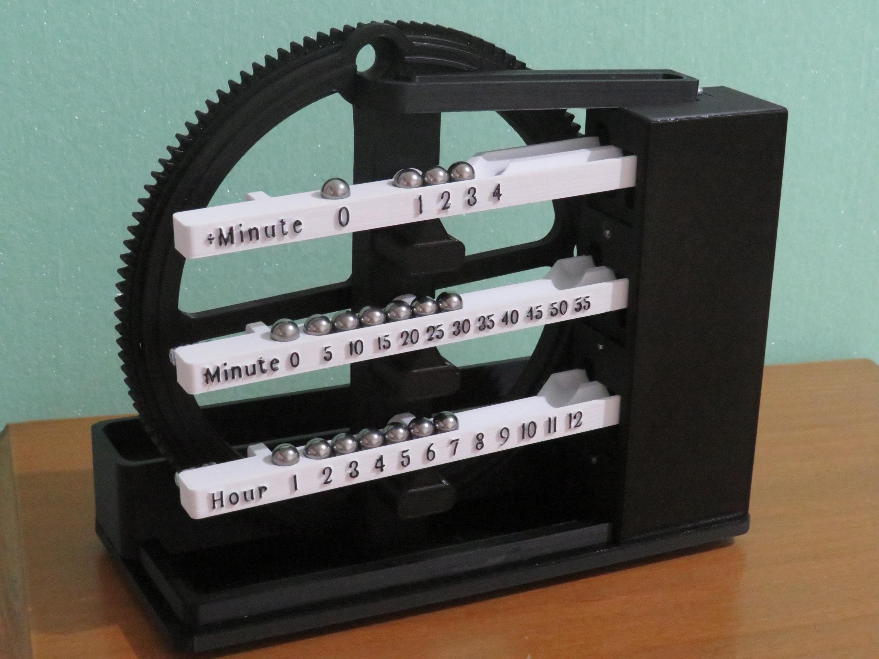 Rolling Ball Clock, Kinetic Time Machine, Automaton, Handmade Desk