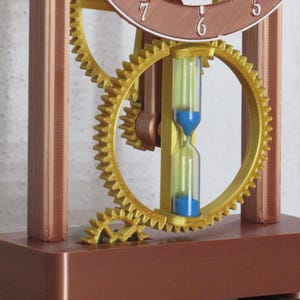 Hourglass Clock, Gear Clock, Steampunk Desk Timepiece.