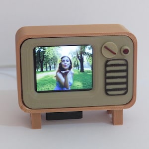 Mini TV Desk Clock, Programmable Clock with Customizable Videos.