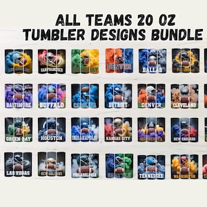 32 Bundle 20oz Football Tumbler Wrap, All Teams 20oz Tumbler Designs Bundle, 20oz Skinny Tumbler Wrap PNG, Mascot Sublimation Tumbler PNG