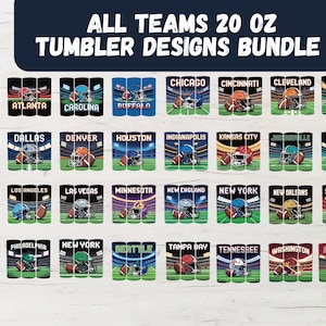 32 Bundle 20oz Football Tumbler Wrap, All Teams 20oz Tumbler Designs Bundle, 20oz Skinny Tumbler Wrap PNG, Mascot Sublimation Tumbler PNG