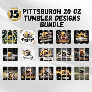15 Pittsburgh 20oz Skinny Tumbler Wrap PNG, Sport 20oz Tumbler PNG, Mascot Sublimation Tumbler PNG Digital Download