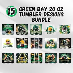 15 Green Bay Tumbler Wraps 20oz Skinny Tumbler Wrap PNG, Sport 20oz Tumbler PNG, Mascot Sublimation Tumbler PNG Digital Download