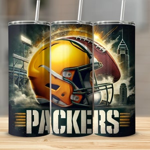 Green Bay 20oz Skinny Tumbler Wrap PNG, Sport 20oz Tumbler PNG, Mascot Sublimation Tumbler PNG Digital Download