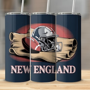 New England 20oz Skinny Tumbler Wrap PNG, Sport 20oz Tumbler PNG, Mascot Sublimation Tumbler PNG Digital Download