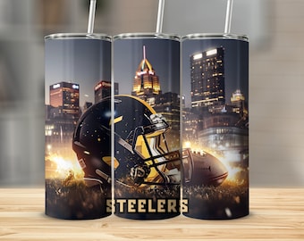 Pittsburgh Steelers Tumbler Wrap PNG: 20oz Skinny Tumbler (Digital Download)