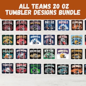32 Bundle 20oz Football Tumbler Wrap, All Teams 20oz Tumbler Designs Bundle, 20oz Skinny Tumbler Wrap PNG, Mascot Sublimation Tumbler PNG