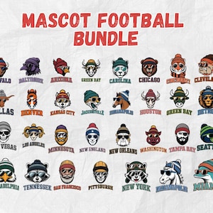 Retro Football Mascot PNG Bundle: 31 Vintage Designs (Digital Download)
