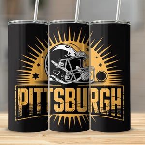Pittsburgh 20oz Skinny Tumbler Wrap PNG, Sport 20oz Tumbler PNG, Mascot Sublimation Tumbler PNG Digital Download