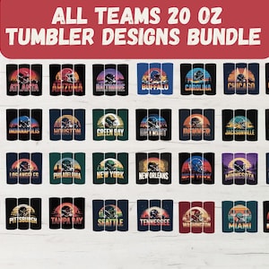 32 Bundle 20oz Football Tumbler Wrap, All Teams 20oz Tumbler Designs Bundle, 20oz Skinny Tumbler Wrap PNG, Mascot Sublimation Tumbler PNG