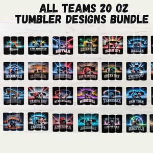 32 Bundle 20oz Football Tumbler Wrap, All Teams 20oz Tumbler Designs Bundle, 20oz Skinny Tumbler Wrap PNG, Mascot Sublimation Tumbler PNG