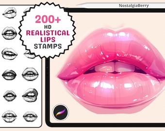 Procreate Brushes: Luscious Lips, 200+ Realistic Lip Lineart Stamps and Brushes for Art, Portraits, and Crafts