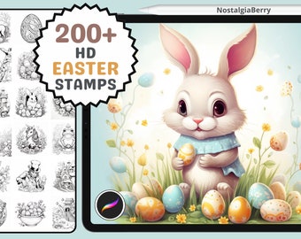 Procreate Stamps: Easter Extravaganza, 200+ Lineart Stamps for Holiday Art, Design, Coloring, and Festive Projects