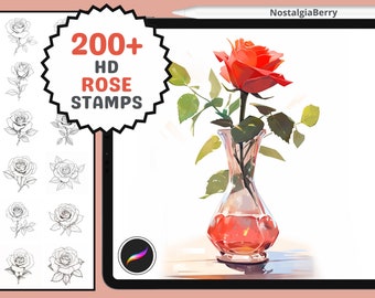Procreate Stamps: Rose Flower Stamp Pack, Over 200 Gorgeous Floral Designs