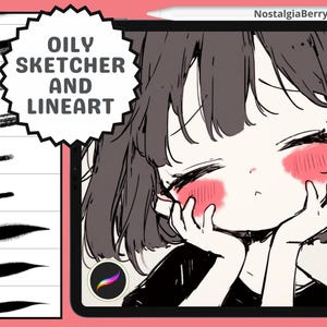 Procreate Brushes: Sketchy Oily Lineart Collection, 40 Brushes for Anime, Manga, and Expressive Inking