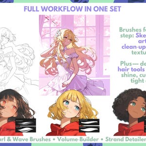 Procreate Brushes: Ultimate Anime and Manga Collection, 3500+ Brushes for Nature, Anatomy, Hair, Chibi, Textures, and Effects image 4