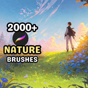 Procreate Nature Brush Bundle: Nature's Masterpiece Collection, 2000+ Brushes for Ghibli, Galaxy, Grass, Clouds, Flowers, Trees, Rocks