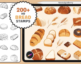 Procreate Stamps: Bread Bonanza, 200+ Stamps of Bagels, Baguettes, Croissants, Sourdough, Pretzels, and More