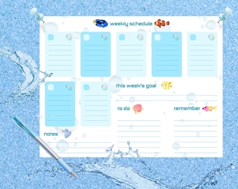 Planificador semanal Frutiger Aero Tropical Fish: ¡Imprime y usa! Descarga digital