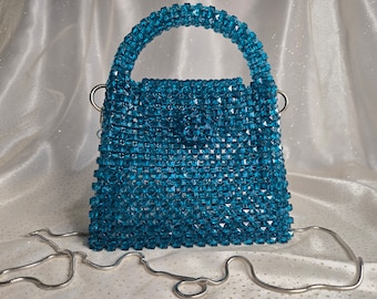Crystal Blue Handmade Beaded Bag