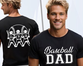Baseball Dad Shirt, Custom Baseball Dad Shirt with Three Players Names & Numbers, Fathers Day Gift for Dad Baseball,Baseball Lover Dad Shirt
