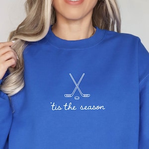 Tis The Season Hockey Sweatshirt, Hockey Coach Sweater, , Ice Hockey Player Crewneck, Game Day Tee image 1