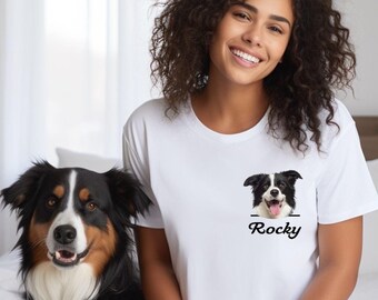 Personalized Dog Portrait Shirt, Pet Photo Shirt,Custom Pet Shirt From Photo + Name, Custom Dog Shirt, Custom Cat Shirt,Custom Dog Mom Shirt