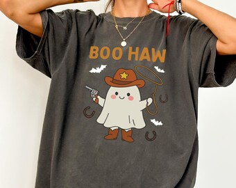 Comfort Color Boo Haw Shirt, Western Halloween Shirt, Funny Cowboy Ghost Shirt, Country Girl Shirt,Halloween Ghost Shirt,Halloween Boo Shirt