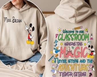 Personalized Teacher Hoodie, Custom Teacher Name Hoodie, Mickey Mouse  Hoodie, Custom School Hoodie, Disney Sweatshirt,Disney Teacher Hoodie