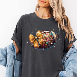 Comfort Colors Disco Football Shirt for Women, Coquette Football Era Shirt, Girly Football Season Tee, Cute Football Mom Shirt, Football Tee