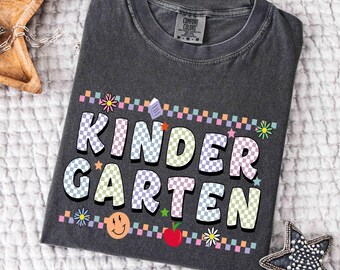 Comfort Color Kindergarten Shirt, Teacher Appreciation Gift, Kinder Garten Teacher Back to School Shirts, Kinder Crew Shirt, Teacher Shirt